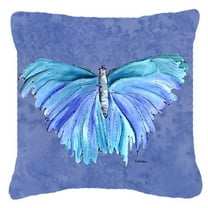 Carolines Treasures  18 x 18 in. Butterfly On Slate Blue Indoor & Outdoor Fabric Decorative Pillow