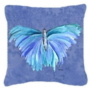 Carolines Treasures 18 x 18 in. Butterfly On Slate Blue Indoor & Outdoor Fabric Decorative Pillow