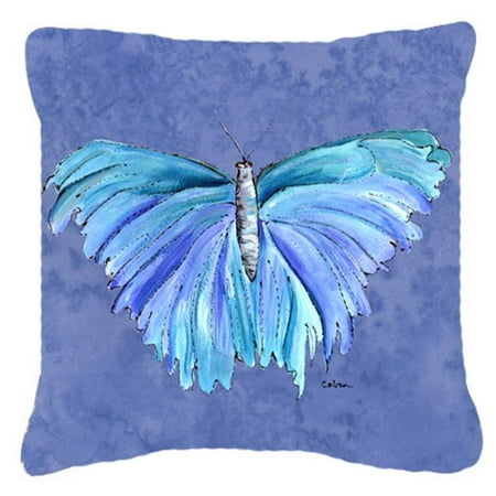 Carolines Treasures 18 x 18 in. Butterfly On Slate Blue Indoor & Outdoor Fabric Decorative Pillow