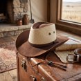 thumbnail image 5 of Unisex Adult Leather Western Cowboy Hat Small Brim Letter Detail Adjustable Chin Strap Cap for Country Festivals and Themed Events and Outdoor Parties Coffee One Size, 5 of 5