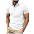 thumbnail image 2 of Mens Polo T Shirt Short Sleeve Button Down Tees Shirt Loose Fit White Clothes for Men, 2 of 6