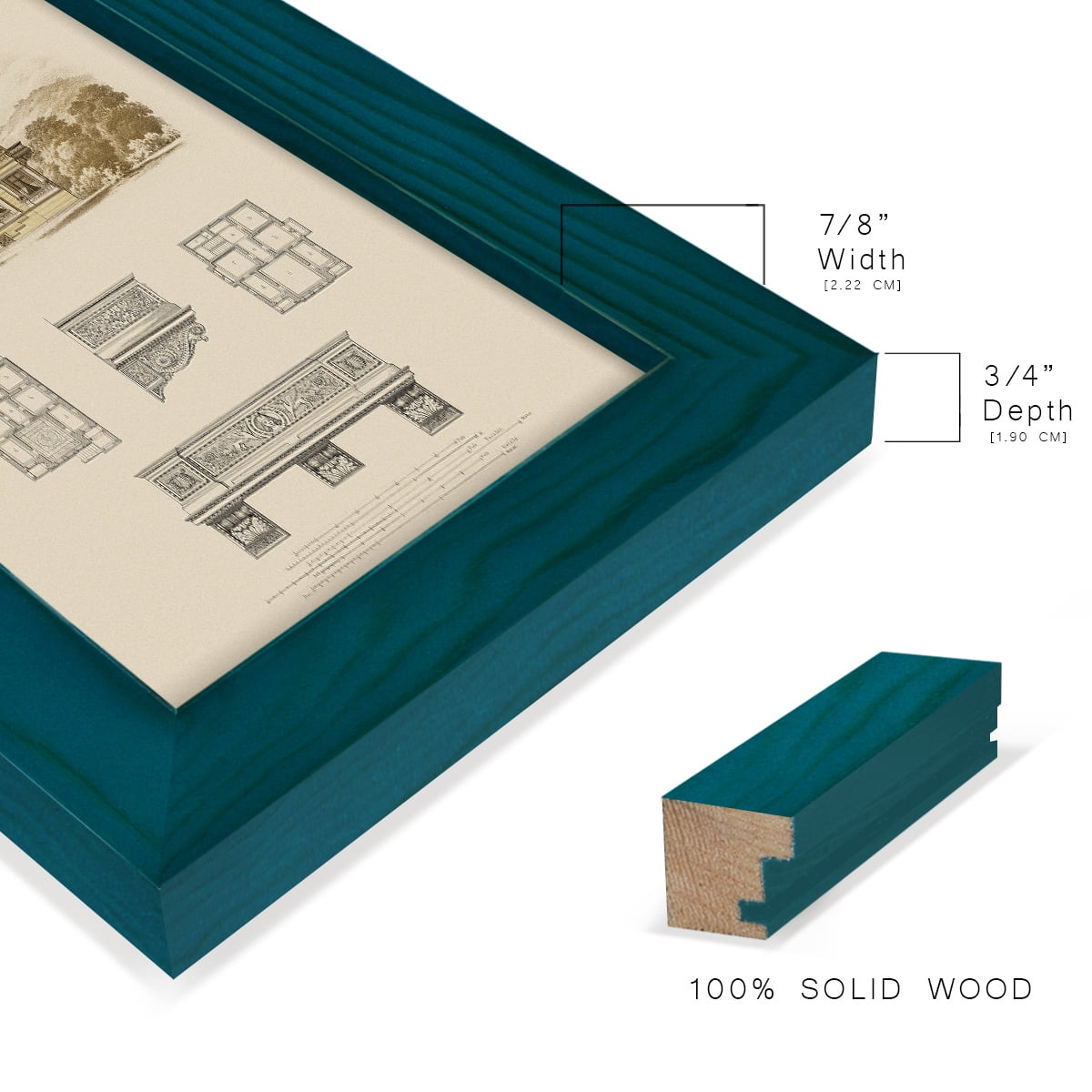 Estate and Plan I -Framed Print w/glass-Ocean Blue