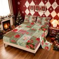 thumbnail image 2 of Erosebridal Floral Patchwork King Sheets, Rose Plaid Bedding, Tan Red, Christmas Reversible, 4 Pieces, 1 Flat Sheet, 1 Fitted Sheet and 2 Pillowcases, 2 of 6