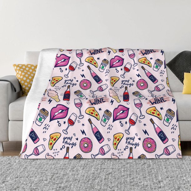 Balery Wine Manta de Franela con Dibujo, Lujo Ultra Suave y Cálido, Antipelusa y Resistente a las Arrugas para Cama, Sofá, Camping -40"x30"