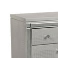 thumbnail image 2 of 3 Drawer Wooden Nightstand with Mirror Accents and Faux Crystal Pulls, Gray, 2 of 3