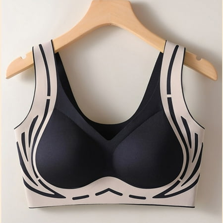 PRORMOOW Women s Bras  Seamless Bra  Workout Bras for Women  Sexy Bras for Women  Women s Sports Bra Without Steel Rings Sexy Gathering Yoga Beauty Vest Integrated Fixed Chest Pad Fitness  Black  40