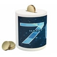 thumbnail image 2 of 70th Birthday Piggy Bank, Stars Space Theme with Geometrical Design 70 Years Old Party, Ceramic Coin Bank Money Box for Cash Saving, 3.6" X 3.2", Dark Blue and Sky Blue, by Ambesonne, 2 of 4