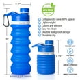 thumbnail image 4 of ONTA Collapsible Water Bottle - BPA Free Silicone Foldable Water Bottle for Travel Gym Camping Hiking, Portable Leak Proof Sports Water Bottle with Carabiner(Blue), 4 of 8