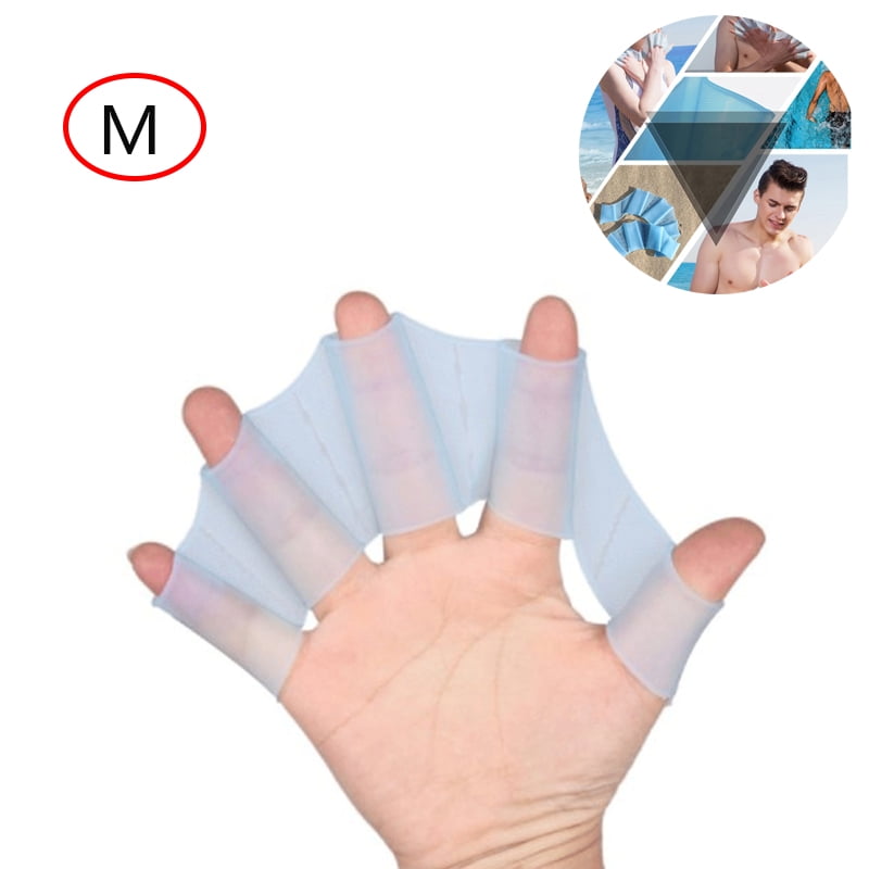 1 pair of silicone webbed fingers unisex adult children swimming gloves