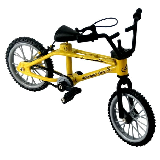 Mini bicicleta a escala 1/18, juguete fundido a presión para niños. Bicicleta de montaña en miniatura. Amarillo