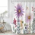 thumbnail image 6 of Purple Flowers Blossom Shower Curtain Set - Standard 72" x 72" Washable Bathtub Curtain with 12 Hooks, Spring Pastoral Garden Wildflowers Waterproof Fabric Stall Shower Curtains for Bathroom Décor, 6 of 6