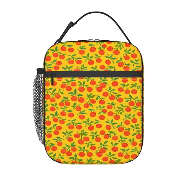 Cherry Pattern Lunch Bag Reusable Thermal Lunch Tote with Handle for Women and Men