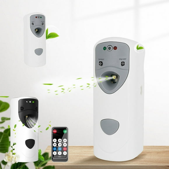 Difusor de aromaterapia automático con temporizador para montaje en pared | Purificador de aire compacto para baño de hotel | Dispensador de spray con sensor de luz | Material ABS | 8.7x8.5x21.2cm
