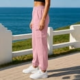 thumbnail image 5 of Iyufng Women Cargo Jogger Sweatpants Elastic High Waist Ribbed Ankle Cuff Loose Casual Pants with Pockets, 5 of 7