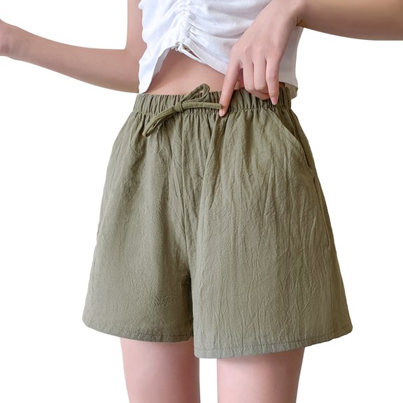 TRUBKH shorts for women athletic shorts for women cotton shorts for woman womens shorts casual bermuda shorts for women Army Green L