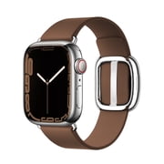 Modern Buckle Genuine Leather Strap for Apple Watch Band 44mm 40m 42mm 38mm Correa Leather Bracelet iwatch Series 5 4 3 6 SE Strap- 1 silver case