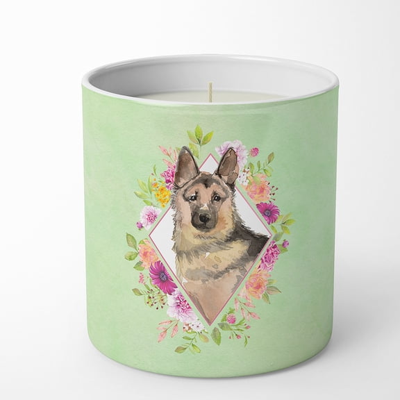 Carolines Treasures CK4397CDL German Shepherd Soy Candle 10 oz Decorative Gift Scented Soy Candles for Home Green