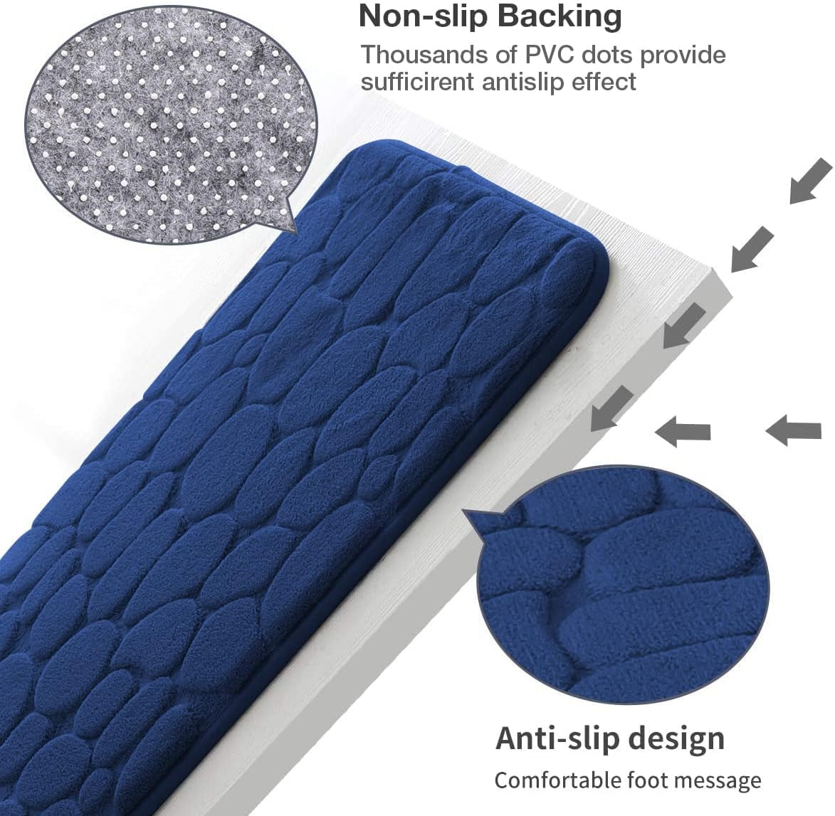 Memory Foam Bath Mat Cobblestone Bathroom Rugs Super Water Absorbent Bath Mats for Bathroom Machine Washable Bath Rugs