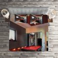 thumbnail image 3 of Ambesonne Modern Quilted Coverlet 3 Pcs, Pool Game Snooker Table, King Size, Red Brown White, 3 of 4