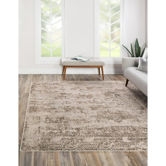 Unique Loom Tuareg Collection Area Rug - Sand Dune (8' Square Cream/Beige)