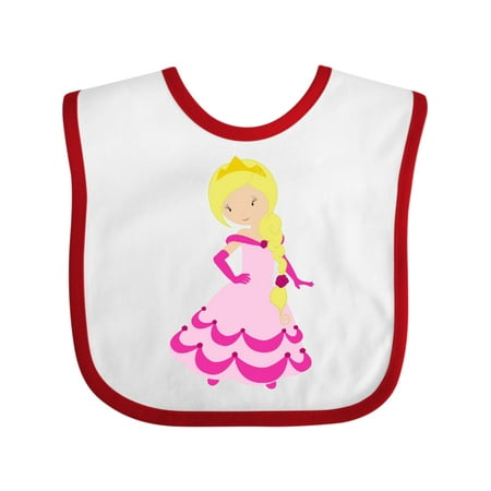 

Inktastic Cute Princess Blonde Hair Crown Pink Dress Gift Baby Girl Bib