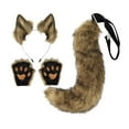 thumbnail image 2 of Ears and Tail Set Wolf Ears Hair Clip con guantes, disfraz de felpa para niños adultos Hair Hoop para baile, baile, regalos divertidos Dress Café, 2 of 8