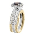 thumbnail image 3 of 14K Gold Natural Smoky Topaz 3-Piece Ring Set Two-tone Round 6mm Halo Diamond, size 5, 3 of 4