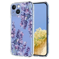 Compatible with iPhone 13 Case Clear with Flower Design, Cute Soft Silicone TPU Floral Aesthetic Women Girls Transparent Protective Shockproof Anti-Scratch Anti-Yellow Phone Cover, E