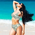 thumbnail image 6 of Kdxio Lilies Flowers Print Women's 2 Piece High Waisted Wrap Spaghetti Strap Summer Swimsuit Bikini Set-, 6 of 7