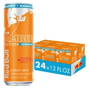 Red Bull Amber Edition Sugarfree Energy Drink, Strawberry Apricot, 12 fl. oz., 6 x 4 Cans (Pack of 24)