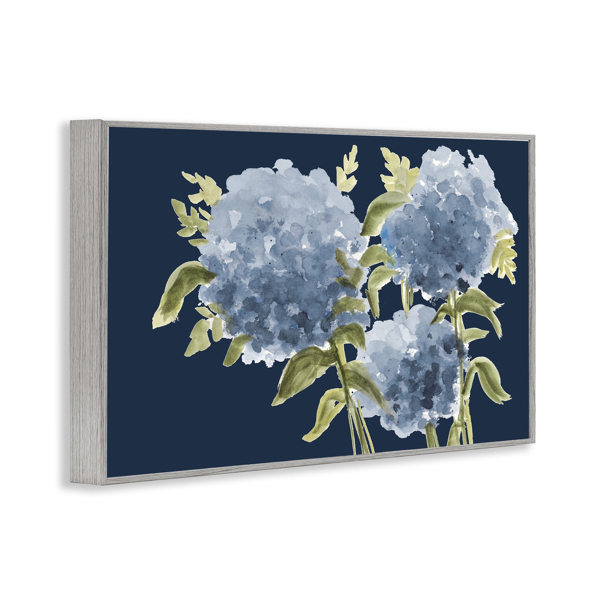 Stupell Industries Blue Hydrangeas on Indigo Gray Framed Giclee Art, design by Janice Gaynor