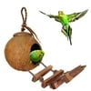 SunGrow Natural Coconut Shell Nest & Hanging Bird House with Ladder