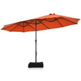 thumbnail image 2 of Costway 15FT Double-Sided Twin Patio Umbrella Sun Shade Outdoor Crank Market Base Orange, 2 of 9
