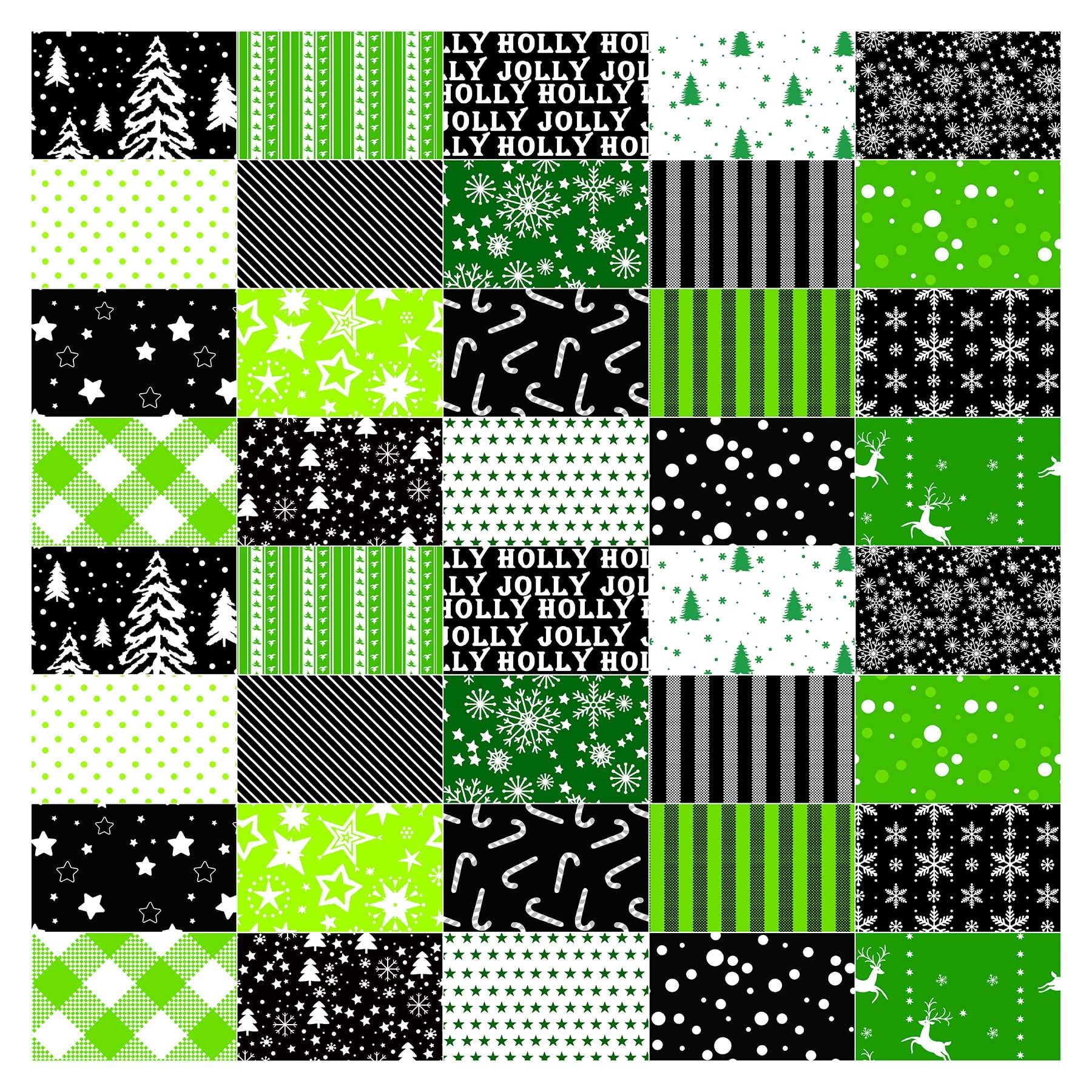 Soimoi Christmas Theme Print Precut 10-inch Cotton Fabric Quilting Squares Charm Pack DIY Patchwork Sewing Craft