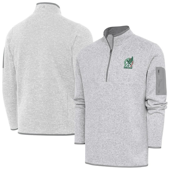 Men's Antigua Heather Gray Mexico National Team Elevate Quarter-Zip Pullover