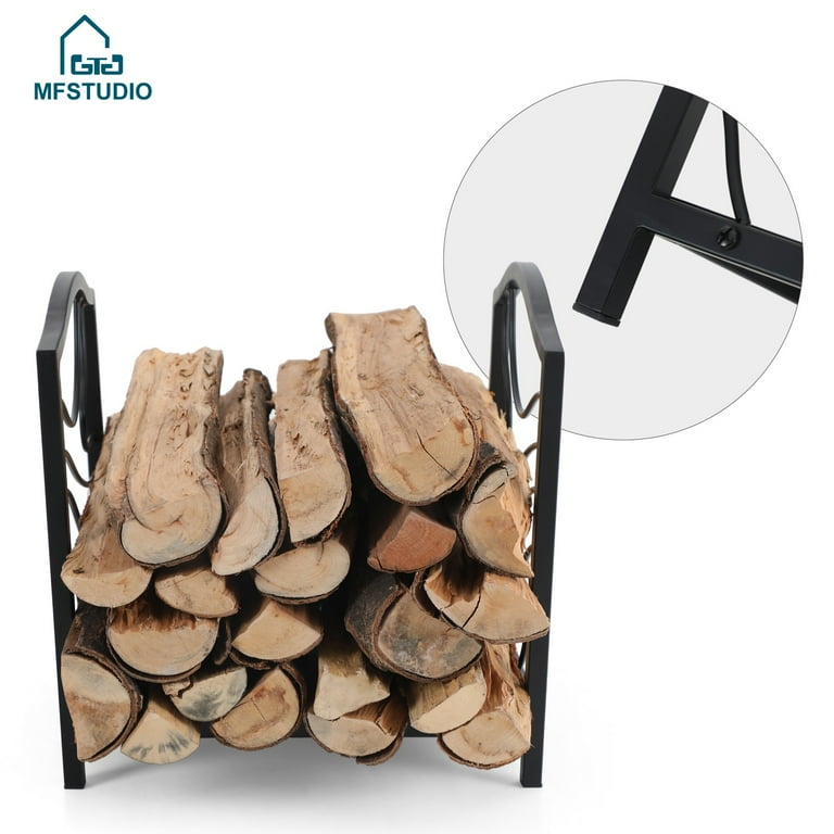 MF Studio 16 Inches Small Firewood Rack Firewood Holder with Wavy Pattern Suitable for Outdoor and Indoor MF Studio 16 Inches Small Firewood Rack Firewood Holder with Wavy Pattern Suitable for Outdoor and Indoor