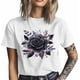 thumbnail image 4 of Camisetas casuales de manga corta con estampado de flores negras en acuarela para hombre. Camisetas gráficas., 4 of 8