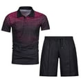 thumbnail image 4 of Honeeladyy Mens Short Sets 2 Piece Outfits Fashion Summer Tracksuits Casual Shirt and Shorts Set #Ad-Purple-M, 4 of 5