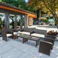 thumbnail image 1 of Costway 8PCS Patio Rattan Furniture Set Cushioned Chair Sofa Coffee Table White, 1 of 10