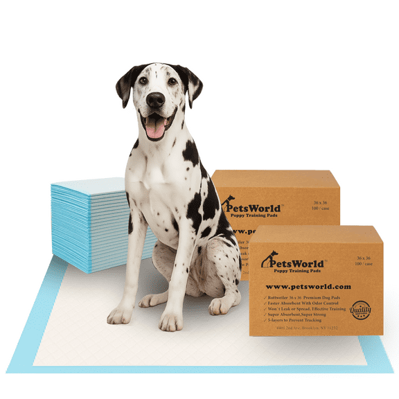 PETSWORLD Giant Potty Pads for Dogs, 36" x 36", 200 Count, 5 Layer Disposable Pads