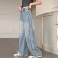 thumbnail image 4 of XIYNBAOK Girls Baggy Jeans Y2k Trendy Vintage Wide Leg Denim Pants for Kids Star Patch Elastic Waist Loose Fit Trousers Teens Streetwear, 4 of 8