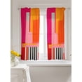 thumbnail image 3 of Pink Orange Curtains 45 Inch Length, Sheer Curtains for Bedroom Living Room Window Geometric Modern Abstract Oil Painting Rod Pocket Voile Drapes Kitchen Curtains Small Half Window 42"x45" 2 Panels, 3 of 6