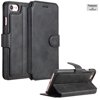 iPhone 7 Case - Teisson Retro Black Genuine Leather Wallet Case [Flip Book Folio Cover] with Business Card Slots Money Pouch Stand Holder Magnetic Closure for iPhone 7 4.7 (Retro Black)