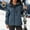 Blue, variant on Women's Fleece Lined Hooded Jackets Windproof Waterproof Cuffed Long Sleeve Zip Up Reflective Stripes Ski Windbreaker with Pockets Wine S