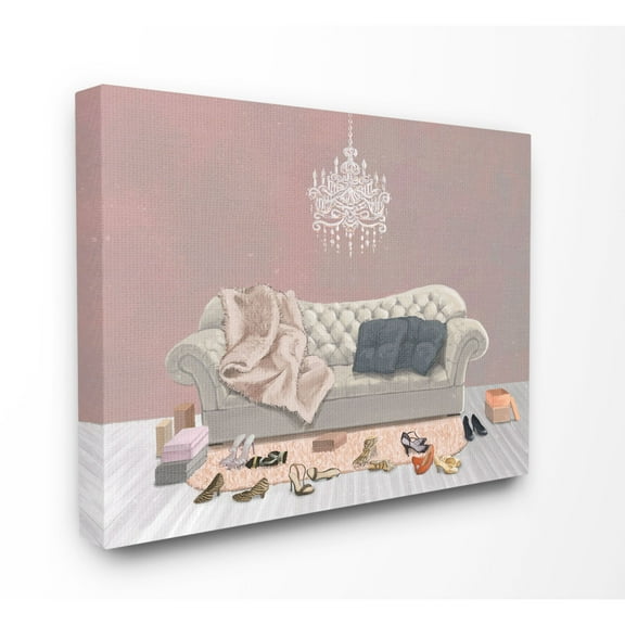 Stupell Industries Chic Living Room Pink Gray Painting Canvas Wall Art by Ziwei Li