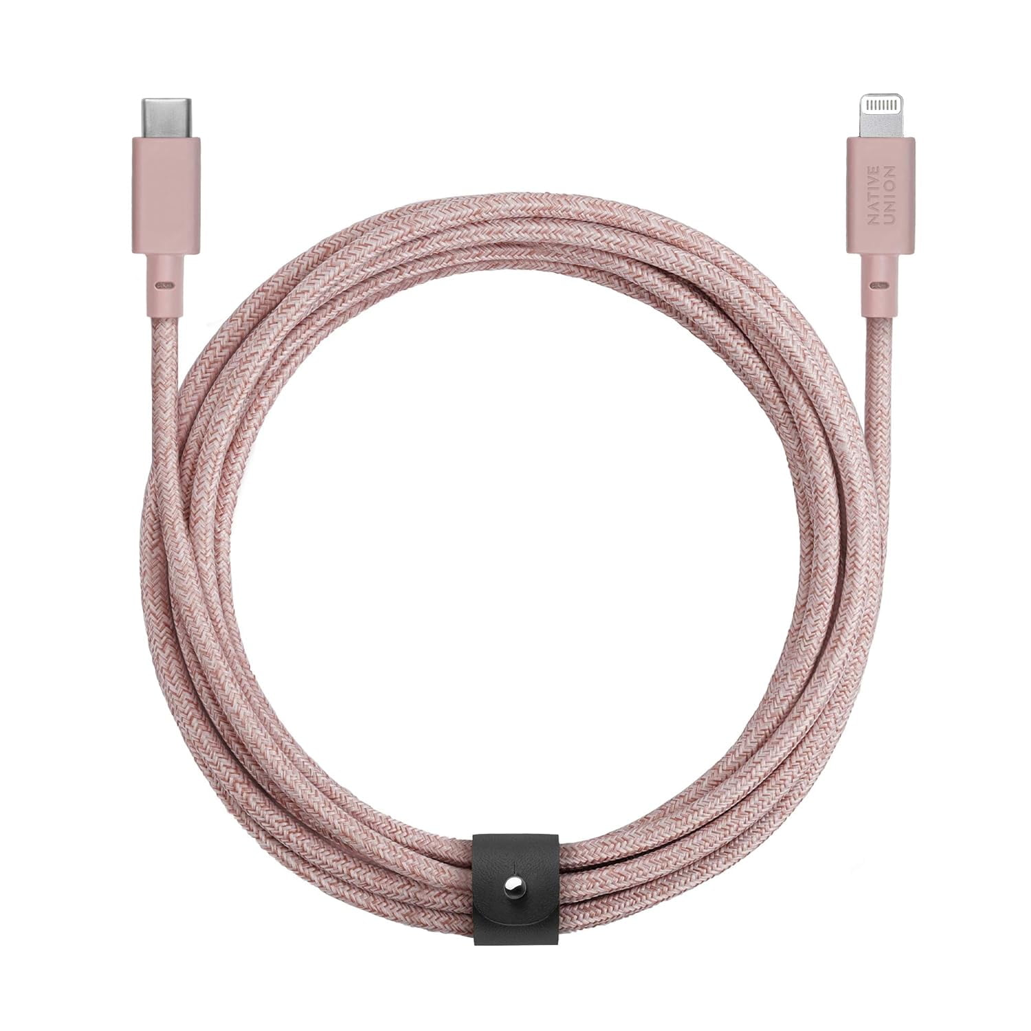 Native Union Belt Cable USB-C - 10ft Ultra-Strong Reinforced Charging Cable for iPhone 13 and earlier (Rose)