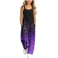 thumbnail image 2 of Hduncf Girls Sleeveless Jumpsuits Casual Spaghetti Strap Romper with Side Pockets Teen Girls Wide Leg Jumpsuit Summer Outfits Purple 11-12 Years, 2 of 9