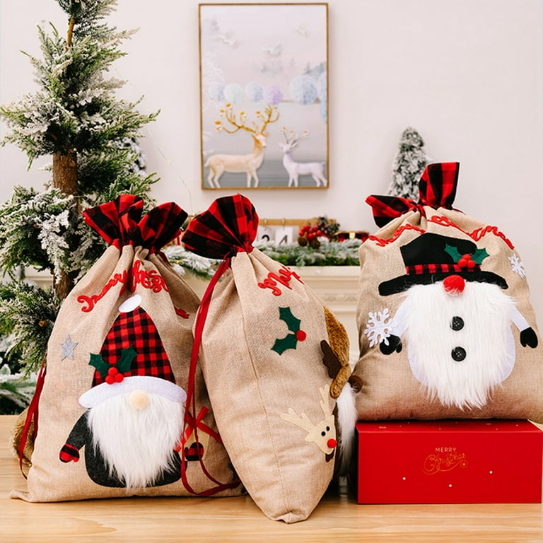 Burlap Santa Sack Bags Large Christmas Cloth Bag with Drawstring 14 X 22 Inch Reusable Xmas Present Storage Bag Walmart