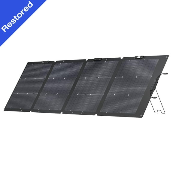 Restored EF EcoFlow 220W Portable Solar Panel, Bifacial Design Up to 25% Conversion Efficiency Solar Cell, with Adjustable Kickstand, IP68 Waterproof, Foldable for Camping RV Home Backup, Certified (Refurbished)