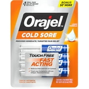 Orajel Touch Free Cold Sore Treatment .12oz, Liquid Formula, Provides Immediate & Targeted Pain Relief, Bonus Size, 6 Applicators.